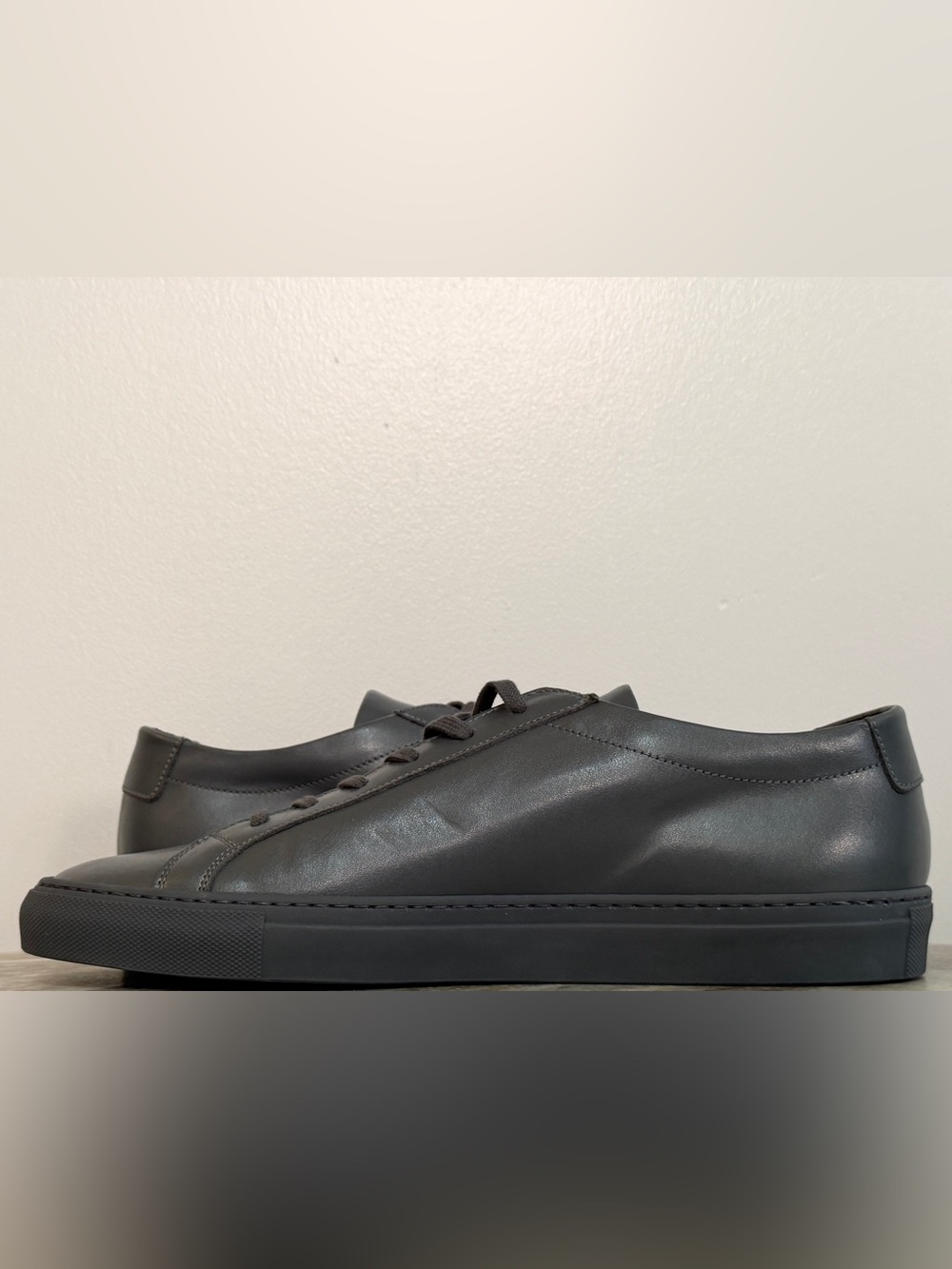 COMMON PROJECTS ORIGINAL ACHILLES LOW GRAY LEATHER 11 44 MINIMALIST $500 ITALY - Picture 7 of 11